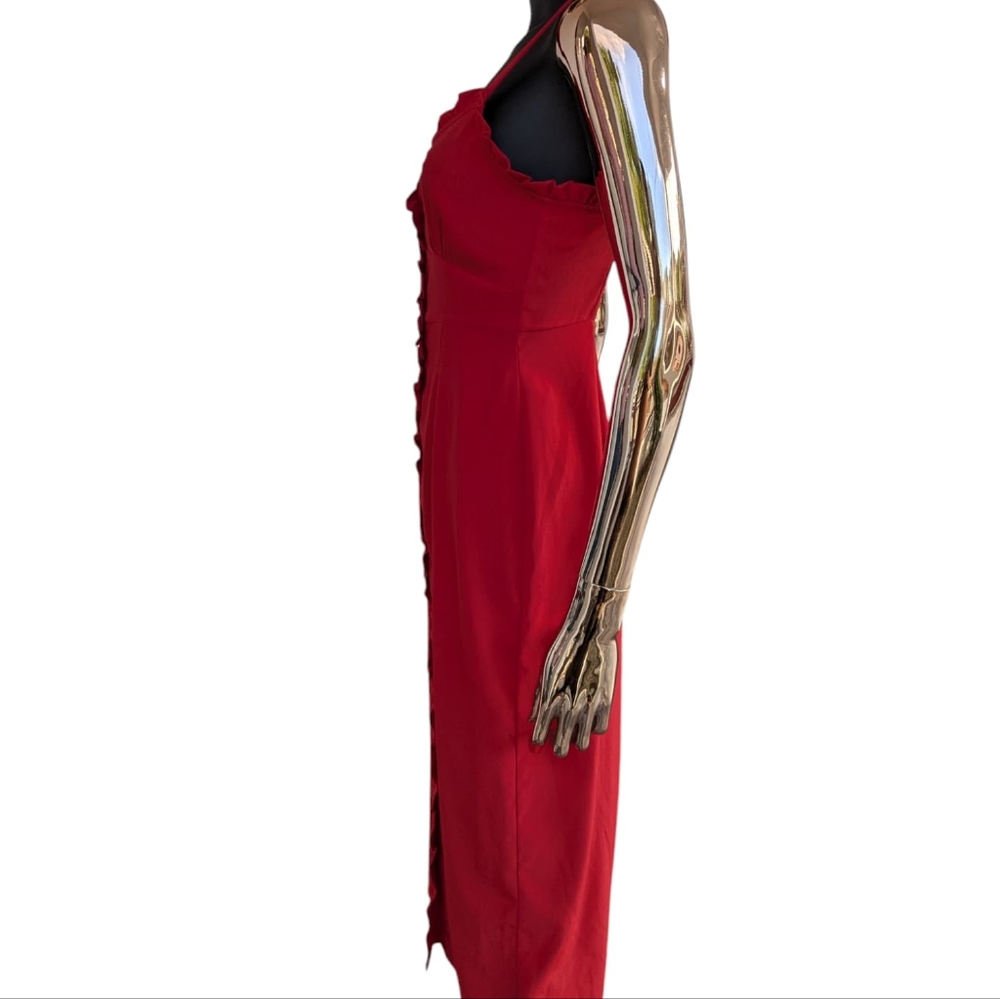 🌹 Topshop Red Sweet Heart Maxi Dress Sleeveless, Button Down - Picture 5 of 12